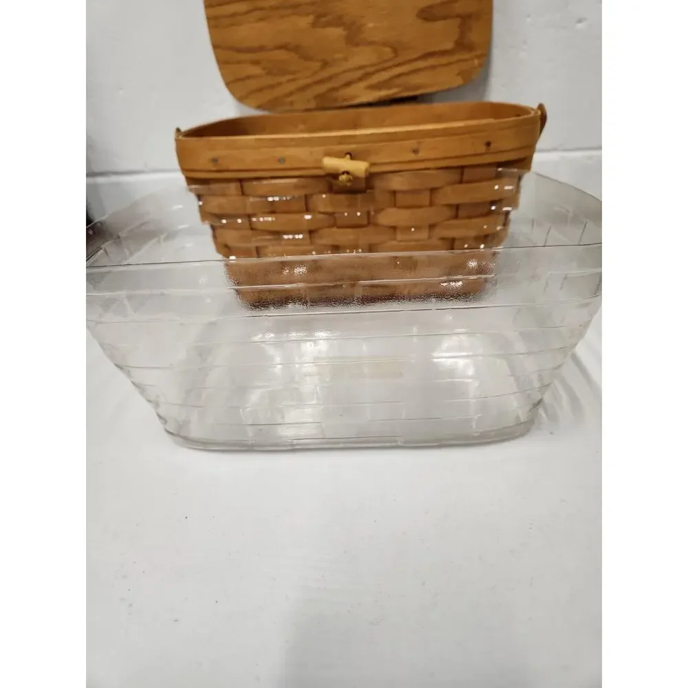 Vintage Longaberger Handwoven Single Handle Small Picnic Basket, Signed 1996